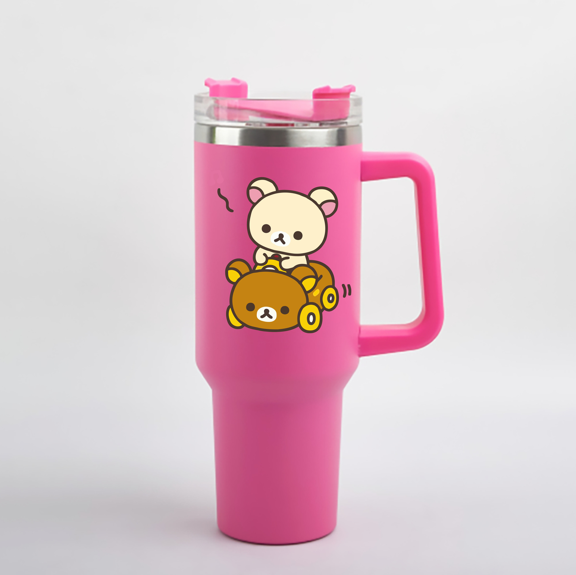 （画像用） リラックマ リラックマ キイロイトリ Rilakkuma Korilakkuma Kiiroitori 1200mL車用タンブラー - クリスタルステッカー（プラスチックストロー付き）